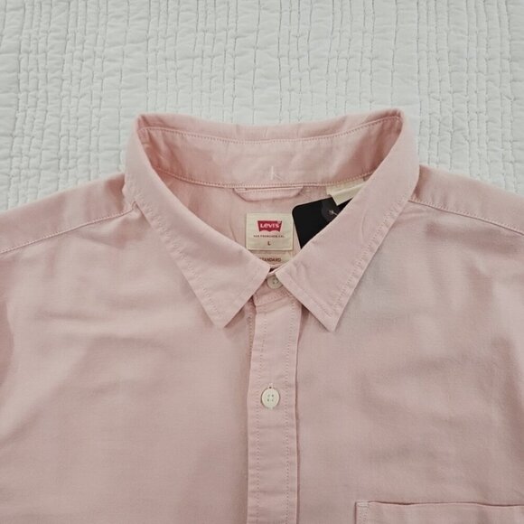 NWT Levi's Oxford Shirt Men's L Pink Long Sleeve Button Up NEW Spread Collar - Picture 7 of 16